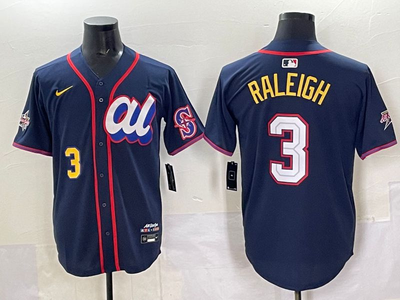 Men 2025 Seattle Mariners #3 Raleigh Drak Blue All star Nike MLB Jersey style 06